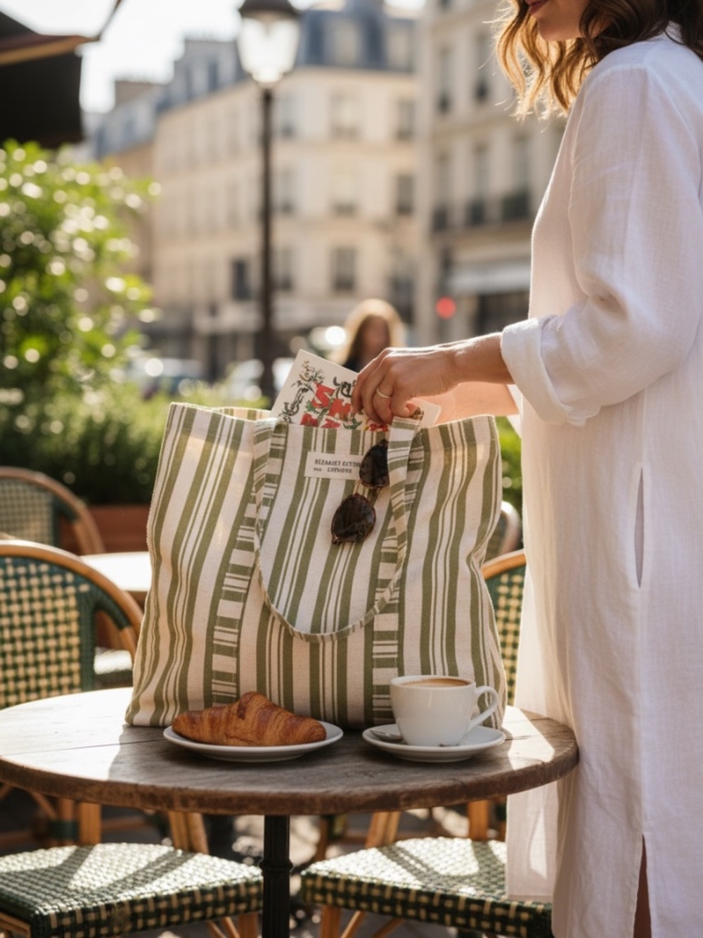 Sézane x Octobre Editions Striped Canvas Tote